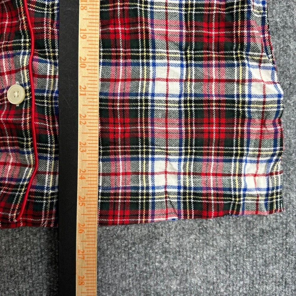 Lauren Ralph Lauren Pajama Top Womens Size S Red Plaid Cotton Long Sleeve Crest